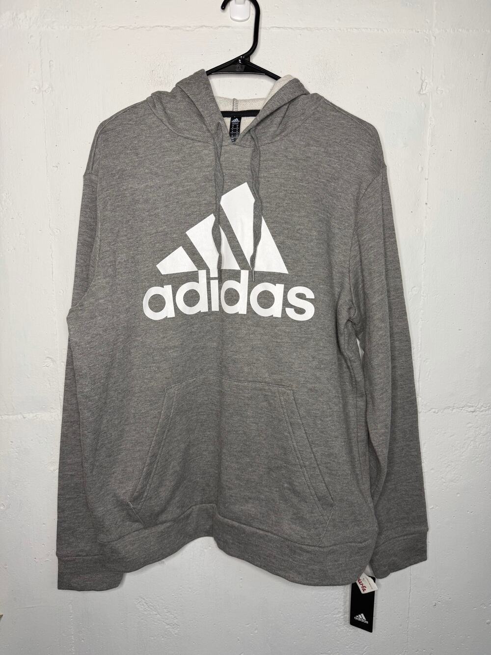NEW Adidas Heather Gray Logo Hoodie Mens Medium